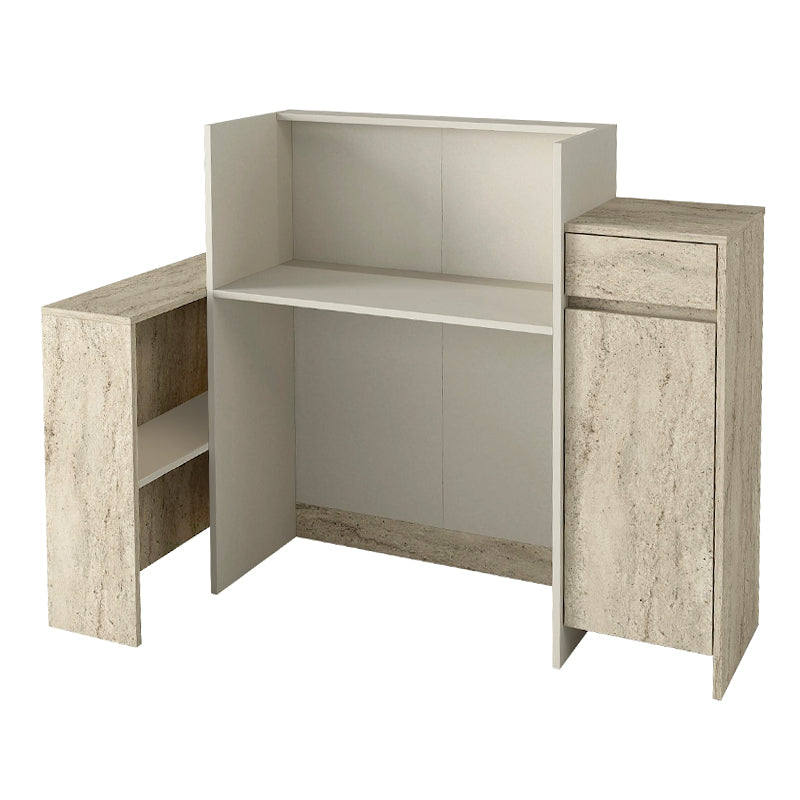 Γραφείο Υποδοχής - Reception Dayana με LED Χρώμα Travertine - Sandstone 150x85,2x120
