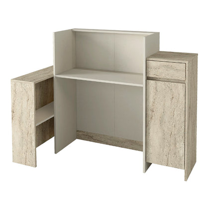 Γραφείο Υποδοχής - Reception Dayana με LED Χρώμα Travertine - Sandstone 150x85,2x120