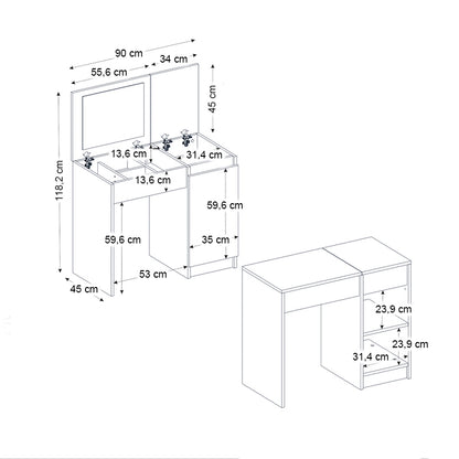 Τουαλέτα με Καθρέπτη Huma Χρώμα Λευκό 90x45x118,2