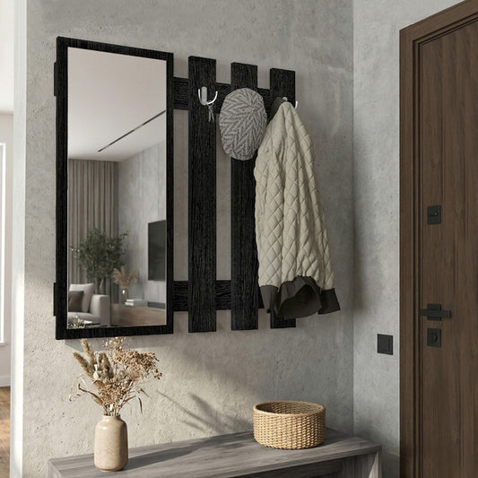 Κρεμάστρα Τοίχου με Καθρέπτη Folin Χρώμα Sencron Black 90x4x90
