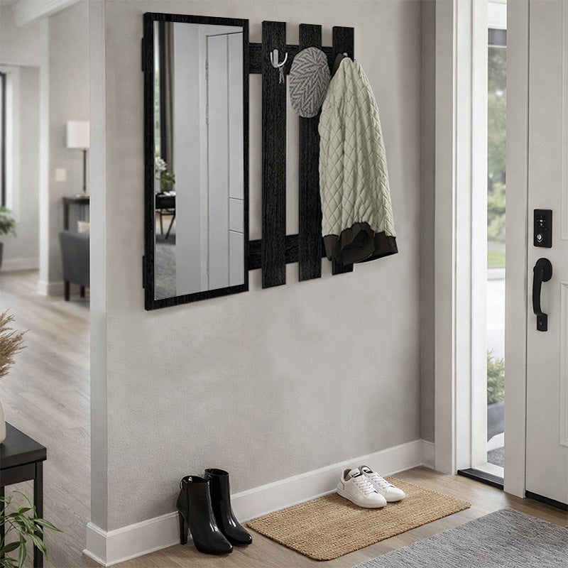 Κρεμάστρα Τοίχου με Καθρέπτη Folin Χρώμα Sencron Black 90x4x90