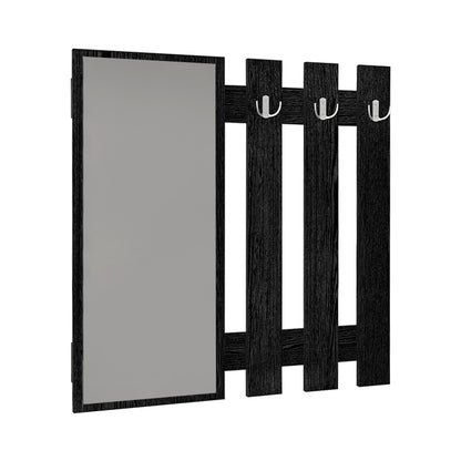 Κρεμάστρα Τοίχου με Καθρέπτη Folin Χρώμα Sencron Black 90x4x90