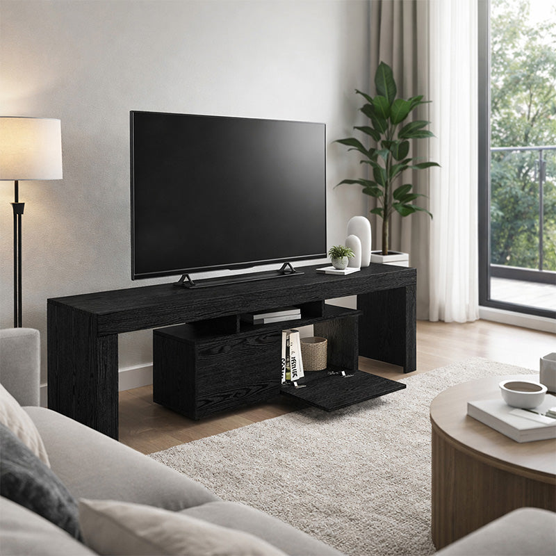 Έπιπλο Τηλεόρασης Woodra Χρώμα Sencron Black 180x31,3x50,2