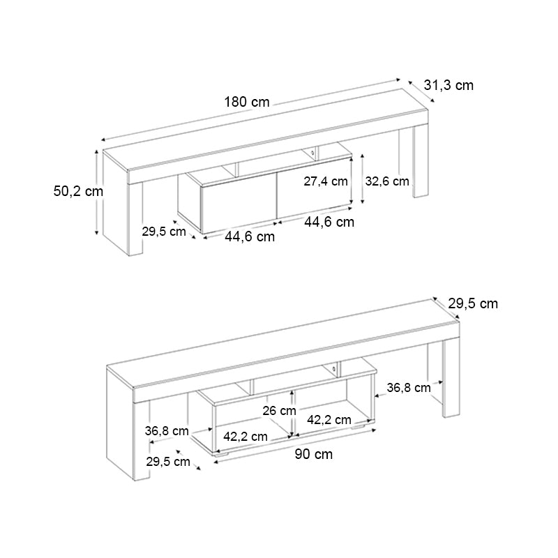Έπιπλο Τηλεόρασης Woodra Χρώμα Sencron Black 180x31,3x50,2