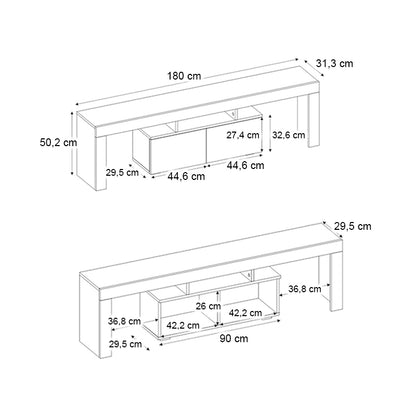 Έπιπλο Τηλεόρασης Woodra Χρώμα Sencron Black 180x31,3x50,2