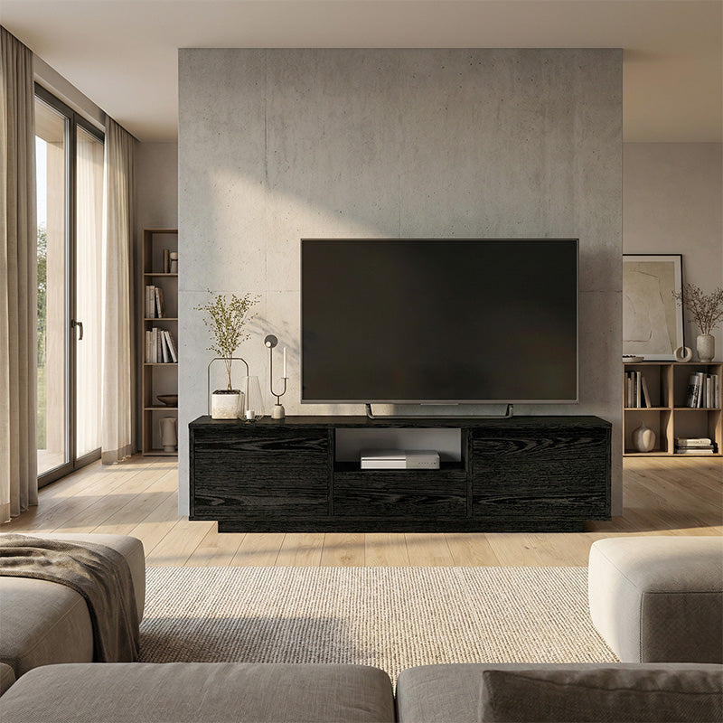Έπιπλο Τηλεόρασης Lumbera Χρώμα Sencron Black 160x29,5x42