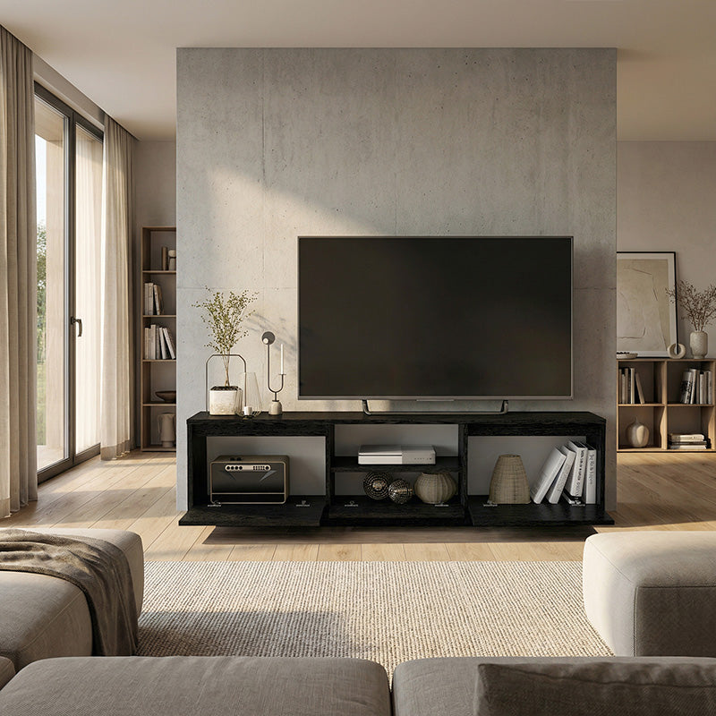 Έπιπλο Τηλεόρασης Lumbera Χρώμα Sencron Black 160x29,5x42