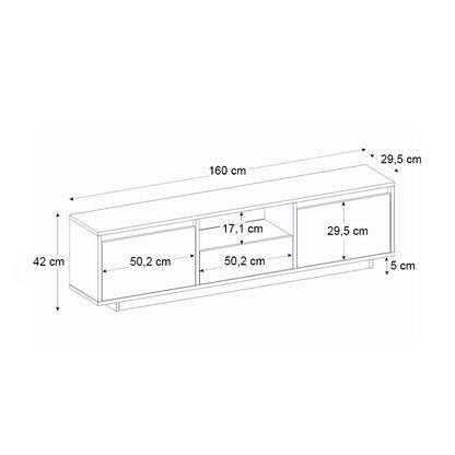 Έπιπλο Τηλεόρασης Lumbera Χρώμα Sencron Black 160x29,5x42