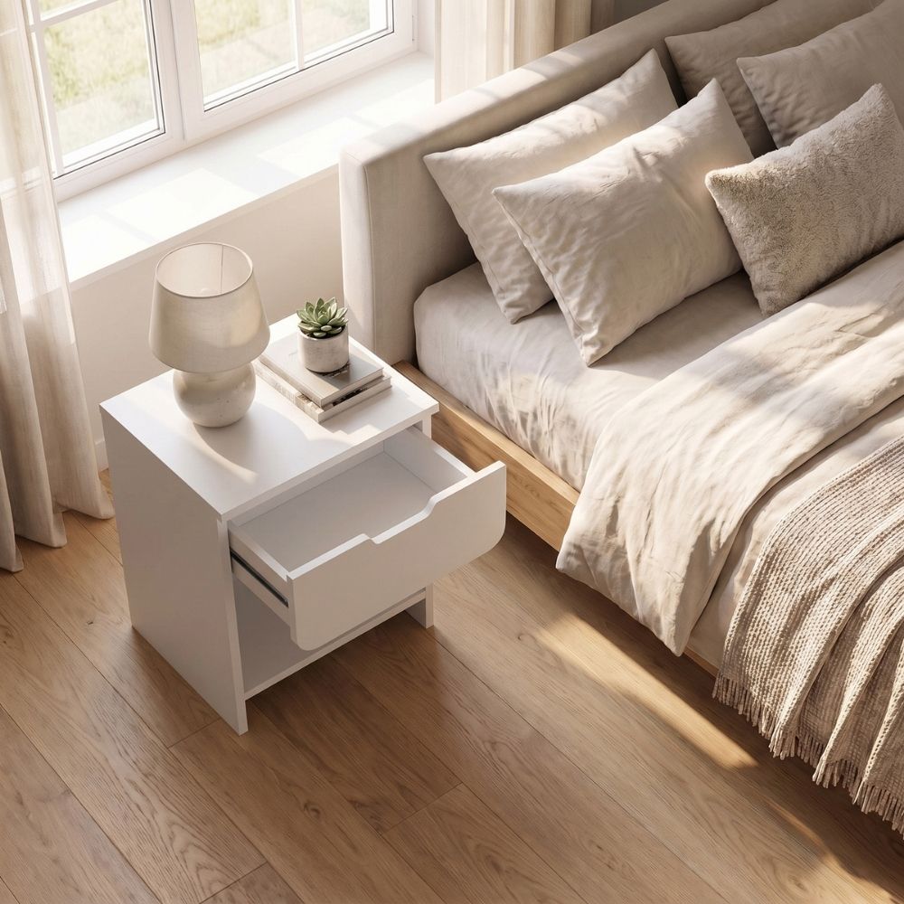 Mida Nightstand White Color 45x40x52