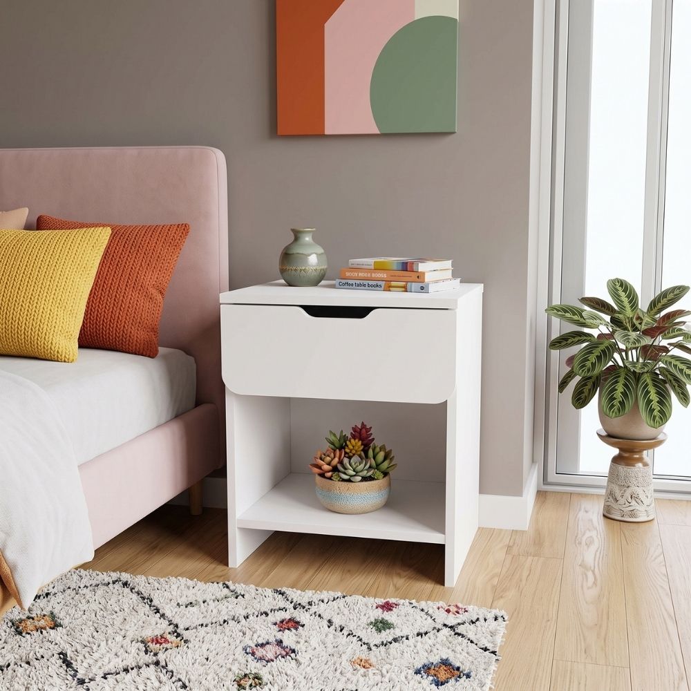 Mida Nightstand White Color 45x40x52