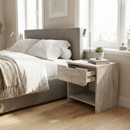 Mida Bedside Table Travertine Color 45x40x52