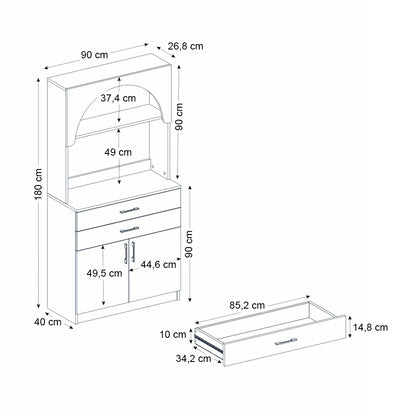 Έπιπλο Κουζίνας με LED Sardes Χρώμα Λευκό 90x40x180
