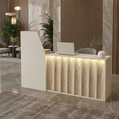 Γραφείο Υποδοχής - Reception Zegma με LED Χρώμα Sandstone - Travertine 181,2x73,2x120