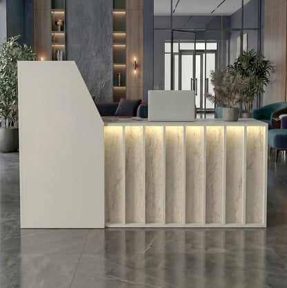 Γραφείο Υποδοχής - Reception Zegma με LED Χρώμα Sandstone - Travertine 181,2x73,2x120