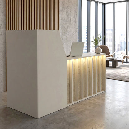Γραφείο Υποδοχής - Reception Zegma με LED Χρώμα Sandstone - Travertine 181,2x73,2x120