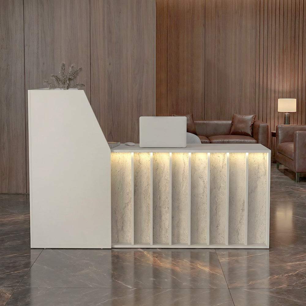Γραφείο Υποδοχής - Reception Zegma με LED Χρώμα Sandstone - Travertine 181,2x73,2x120