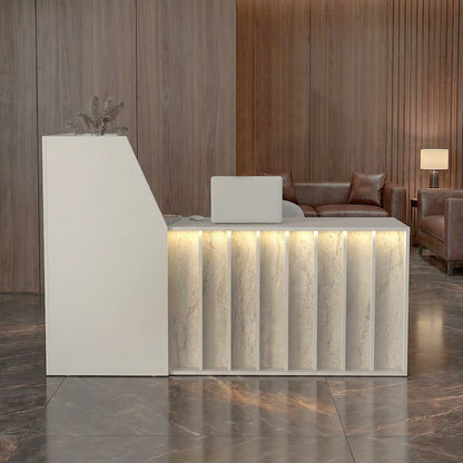 Γραφείο Υποδοχής - Reception Zegma με LED Χρώμα Sandstone - Travertine 181,2x73,2x120