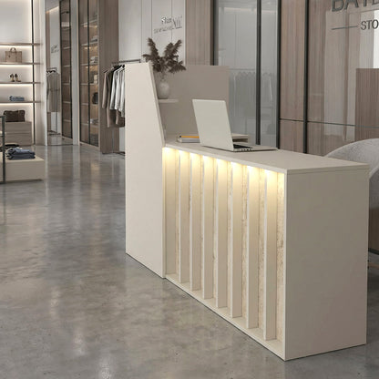 Γραφείο Υποδοχής - Reception Zegma με LED Χρώμα Sandstone - Travertine 181,2x73,2x120
