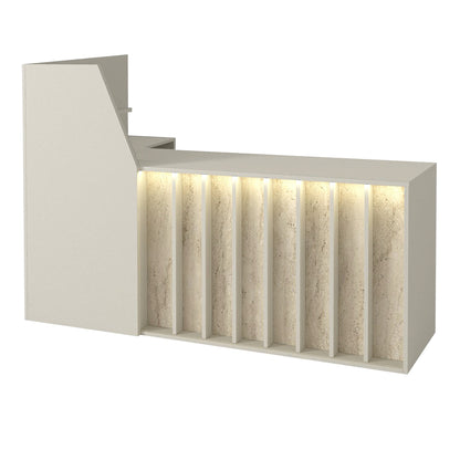 Γραφείο Υποδοχής - Reception Zegma με LED Χρώμα Sandstone - Travertine 181,2x73,2x120
