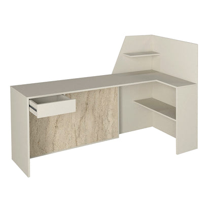 Γραφείο Υποδοχής - Reception Zegma με LED Χρώμα Sandstone - Travertine 181,2x73,2x120