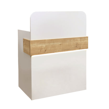 Γραφείο Υποδοχής - Reception Telmos με LED Χρώμα Λευκό - Sapphire Oak 90x43,6x119,2