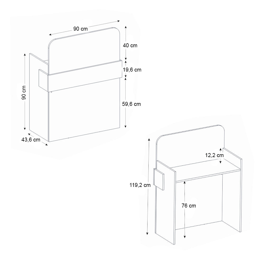 Γραφείο Υποδοχής - Reception Telmos με LED Χρώμα Λευκό - Sapphire Oak 90x43,6x119,2