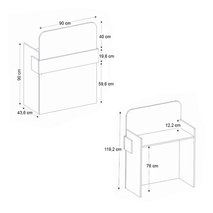 Γραφείο Υποδοχής - Reception Telmos με LED Χρώμα Λευκό - Sapphire Oak 90x43,6x119,2