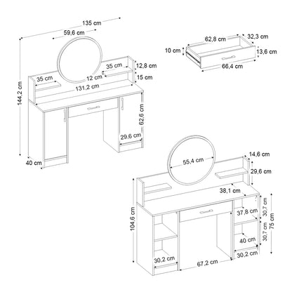 Τουαλέτα με Καθρέπτη Talos Χρώμα Λευκό 135x40x144,2