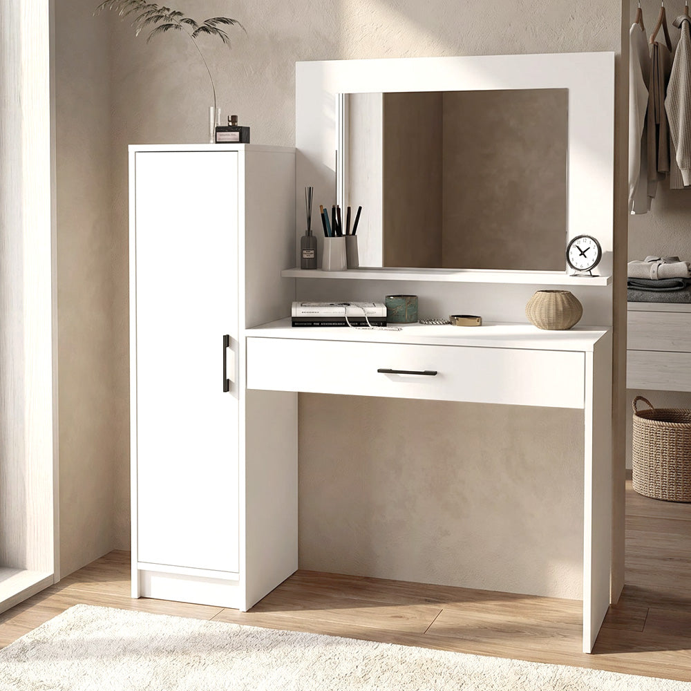 Τουαλέτα με Καθρέπτη Kaunos Χρώμα Λευκό 123,8x40x148,2