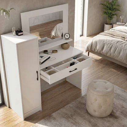 Τουαλέτα με Καθρέπτη Kaunos Χρώμα Λευκό 123,8x40x148,2