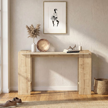 Κονσόλα Mendoza Χρώμα Sapphire Oak - Travertine 130,8x35x76,8