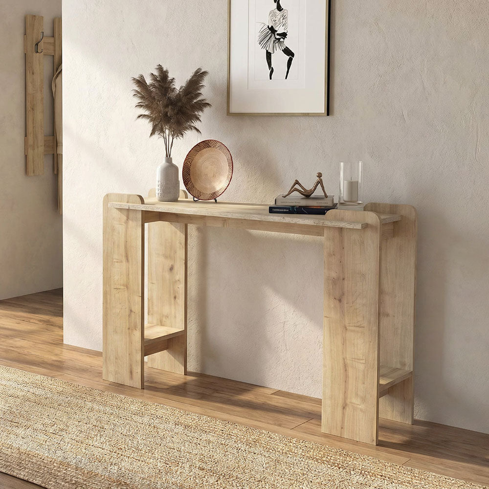 Κονσόλα Mendoza Χρώμα Sapphire Oak - Travertine 130,8x35x76,8