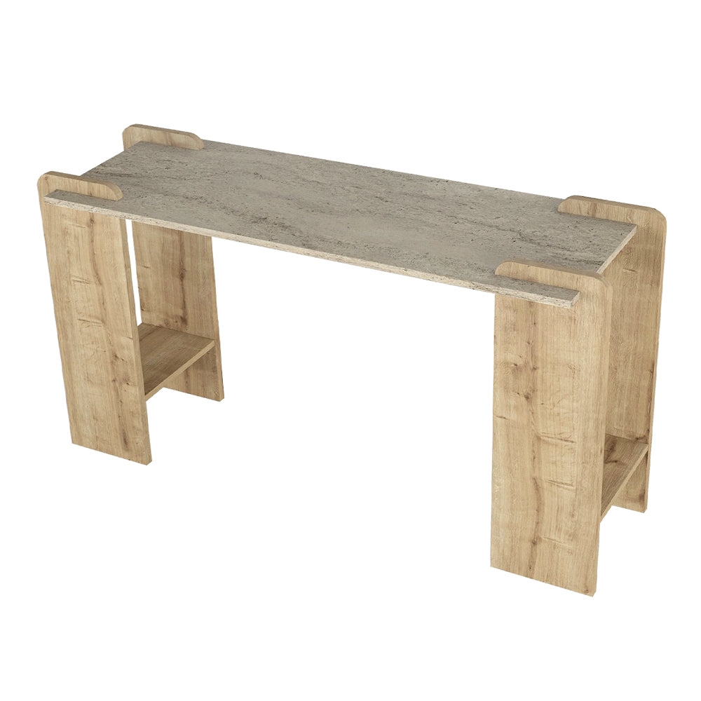 Κονσόλα Mendoza Χρώμα Sapphire Oak - Travertine 130,8x35x76,8