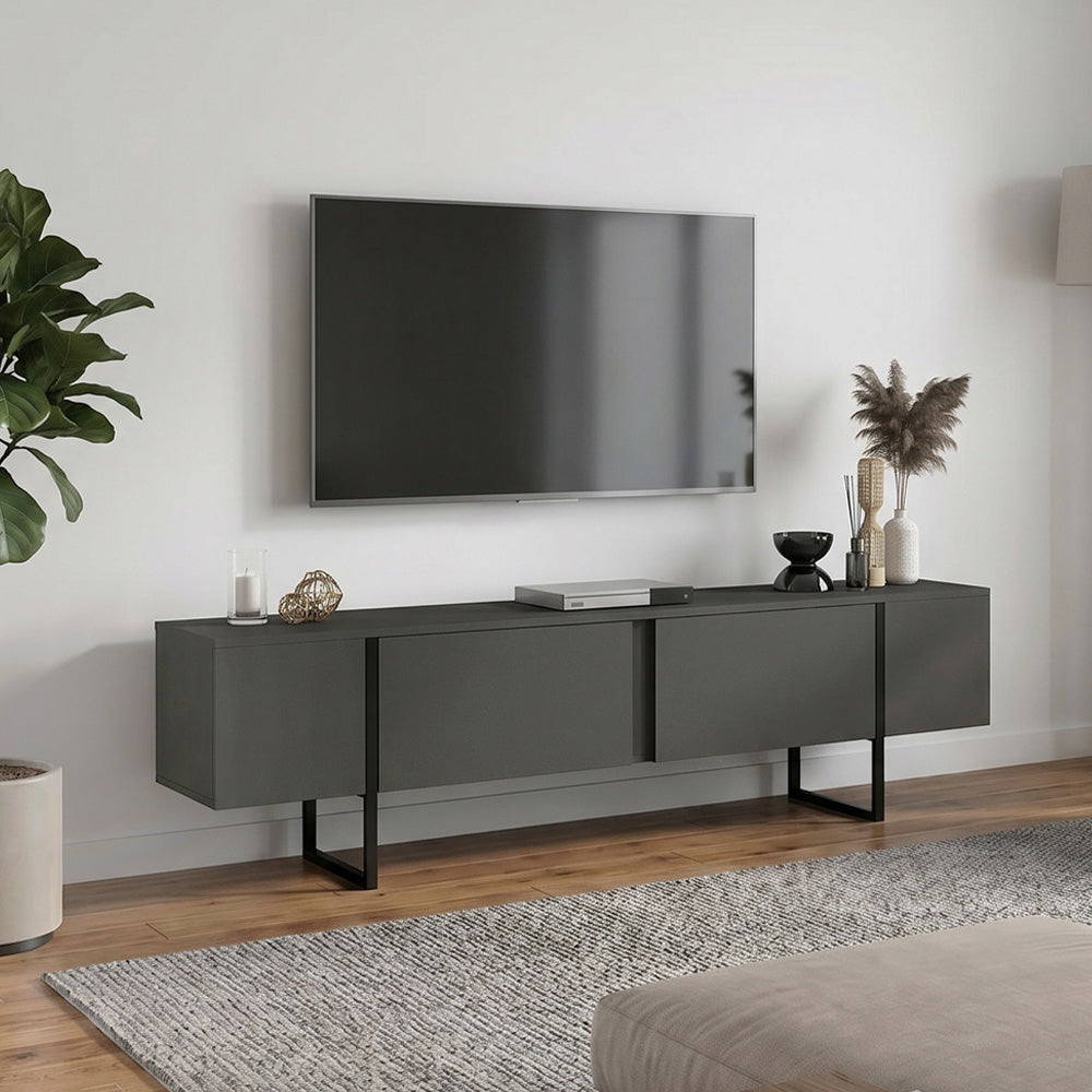 Έπιπλο Τηλεόρασης Orontes Χρώμα Ανθρακί 180x29,6x50
