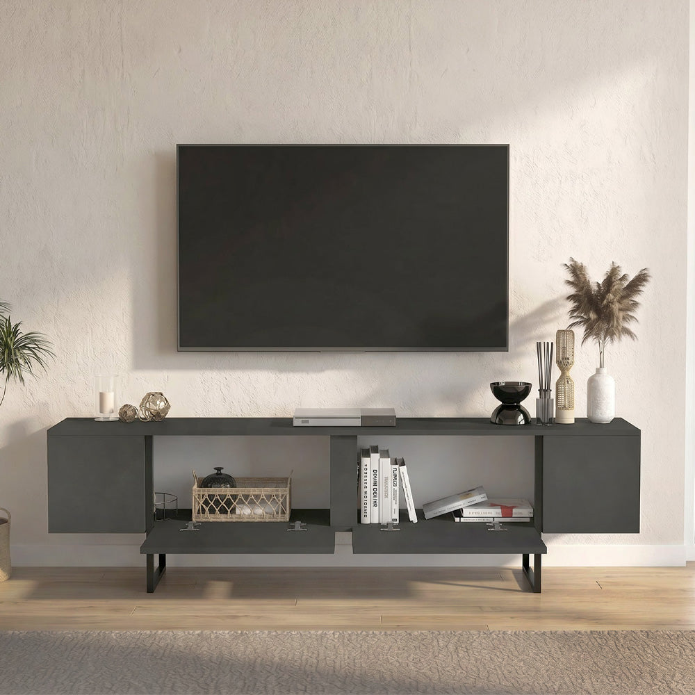 Έπιπλο Τηλεόρασης Orontes Χρώμα Ανθρακί 180x29,6x50