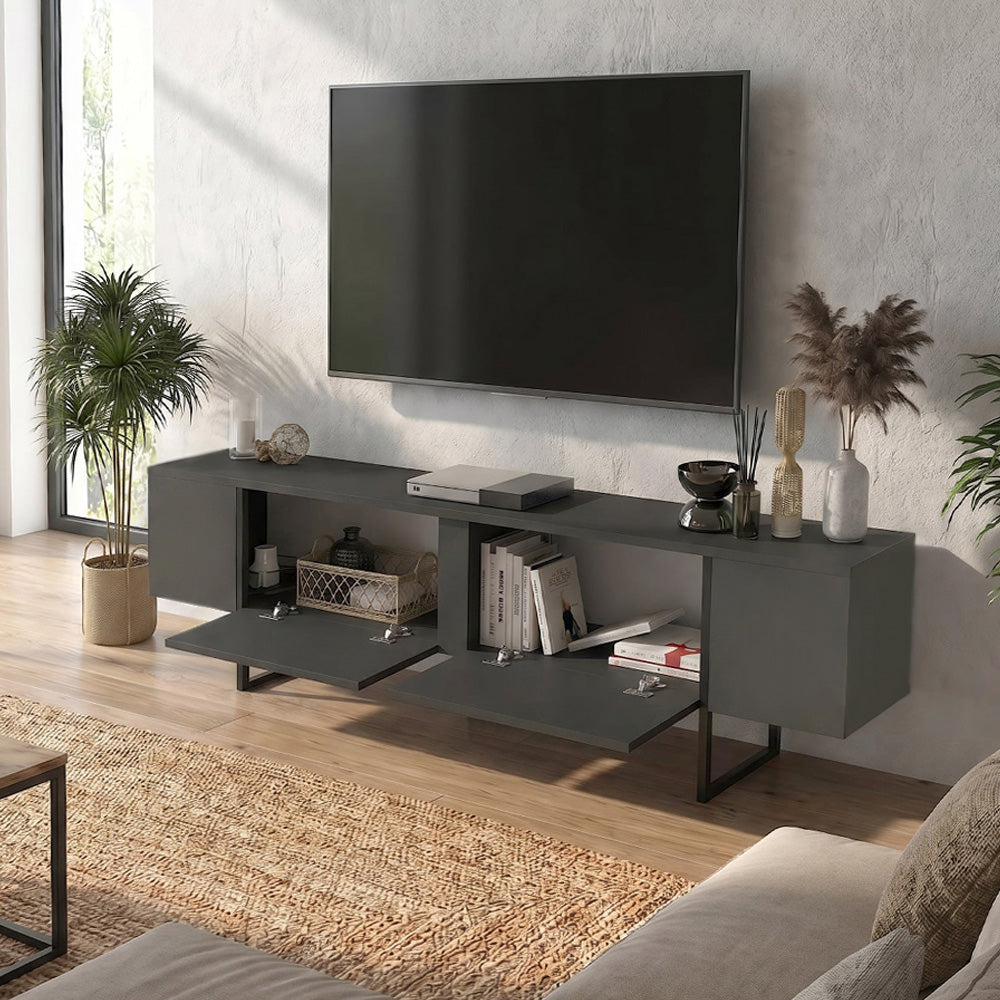 Έπιπλο Τηλεόρασης Orontes Χρώμα Ανθρακί 180x29,6x50