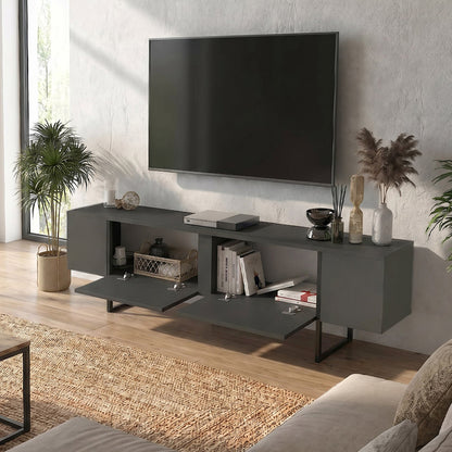 Έπιπλο Τηλεόρασης Orontes Χρώμα Ανθρακί 180x29,6x50