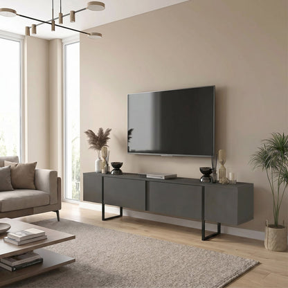 Έπιπλο Τηλεόρασης Orontes Χρώμα Ανθρακί 180x29,6x50
