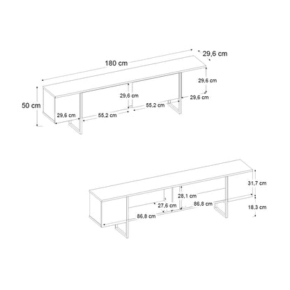 Έπιπλο Τηλεόρασης Orontes Χρώμα Ανθρακί 180x29,6x50