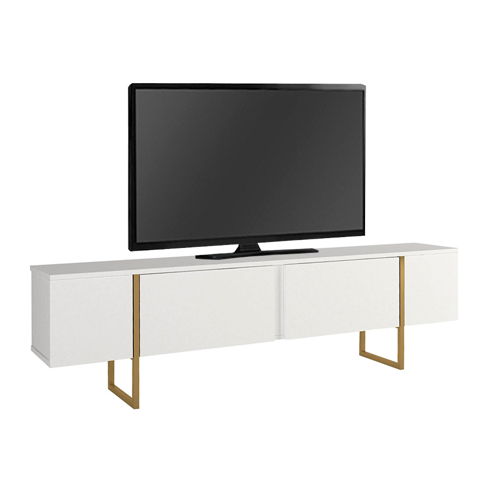 Έπιπλο Τηλεόρασης Orontes Χρώμα Λευκό - Χρυσό 180x29,6x50