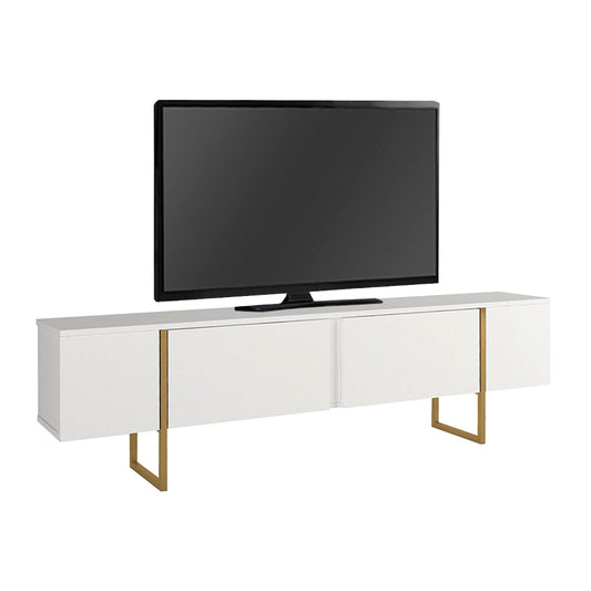 Έπιπλο Τηλεόρασης Orontes Χρώμα Λευκό - Χρυσό 180x29,6x50