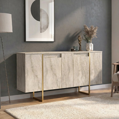Μπουφές Orontes Χρώμα Travertine - Χρυσό 160x35,2x80