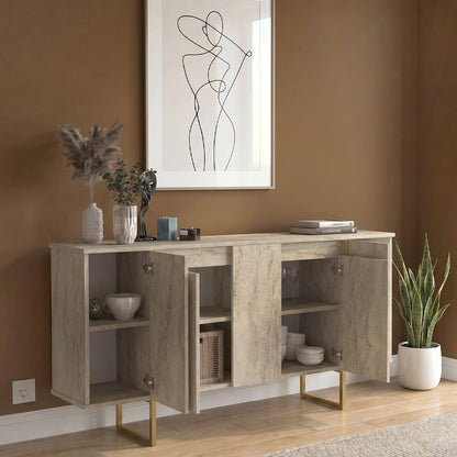 Μπουφές Orontes Χρώμα Travertine - Χρυσό 160x35,2x80