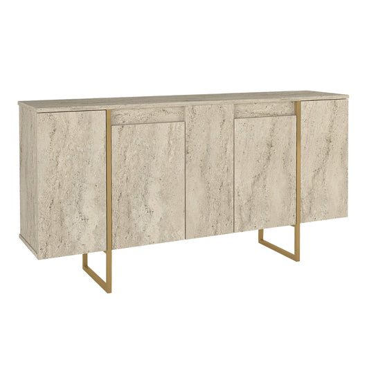 Μπουφές Orontes Χρώμα Travertine - Χρυσό 160x35,2x80