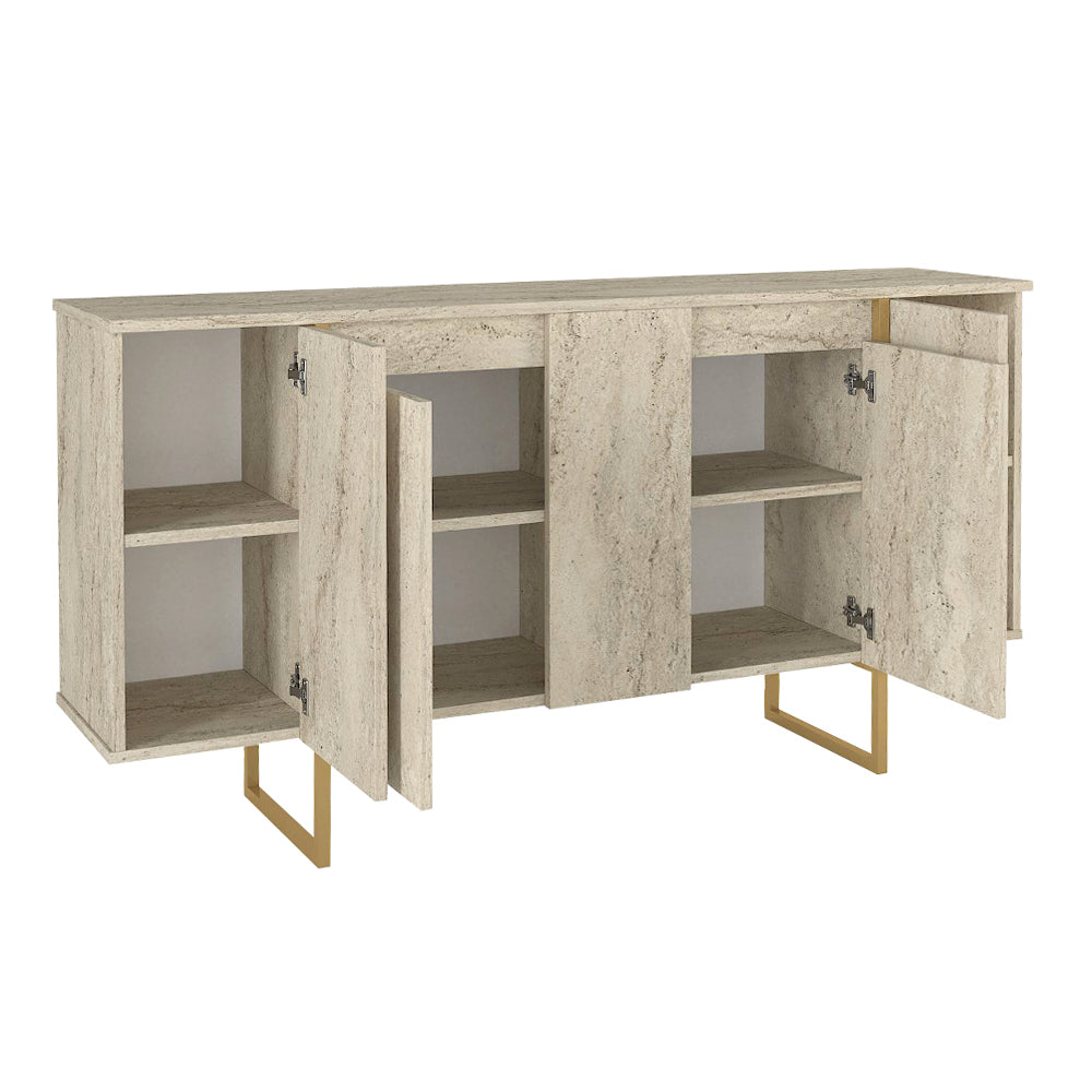 Μπουφές Orontes Χρώμα Travertine - Χρυσό 160x35,2x80