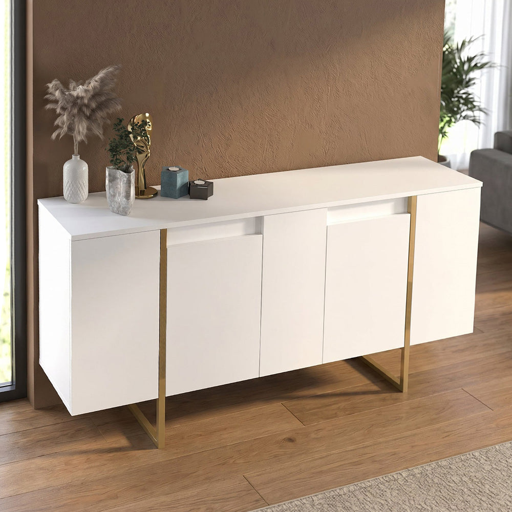 Μπουφές Orontes Χρώμα Λευκό - Χρυσό 160x35,2x80