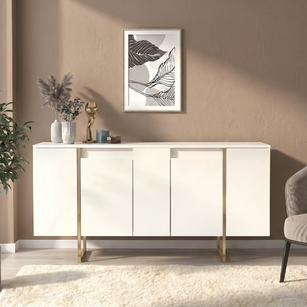 Μπουφές Orontes Χρώμα Λευκό - Χρυσό 160x35,2x80