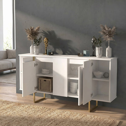 Μπουφές Orontes Χρώμα Λευκό - Χρυσό 160x35,2x80