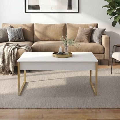 Τραπεζάκι Σαλονιού Orontes Χρώμα Λευκό - Χρυσό 90x59,6x40