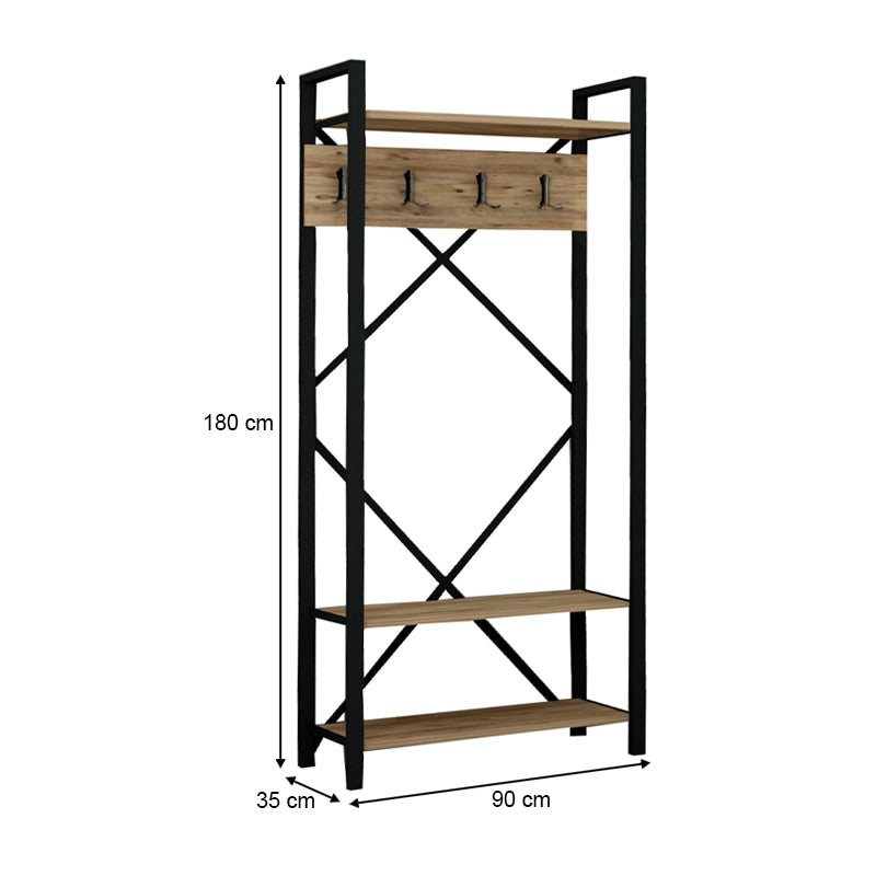 Έπιπλο Εισόδου Alfa Χρώμα Atlantic Pine - Μαύρο 90x35x180